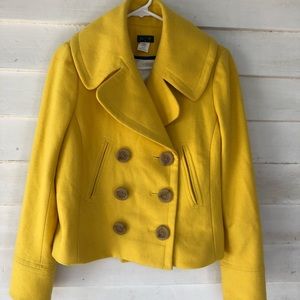 J crew wool coat yellow double breasted lined